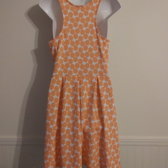 🧡 EZRA: Peach Polka Dot Fit & Flare Dress Large - Picture 5 of 8